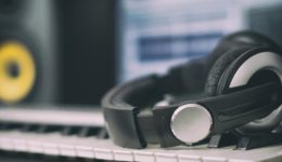 Headphones and music keyboard